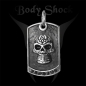 Preview: Edelstahlanhänger - Dog Tag mit Totenkopf und Steinen