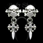 Preview: Silberohrstecker - Totenkopf mit Kreuz