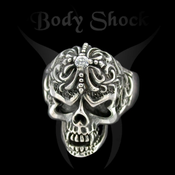 Silberring - Totenkopf mit Kreuz