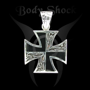 Silberanhänger - Eisernes Kreuz mit Kaltemaille