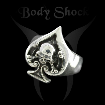 Silberring - Piek mit Totenkopf