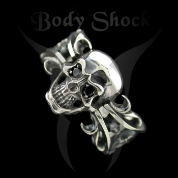 Silberring - Totenkopf mit Steinaugen