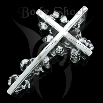 Silberanhänger - Kreuz mit Schädelhaufen