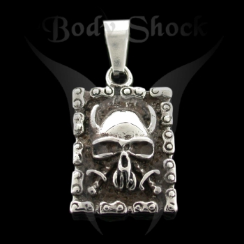 Edelstahlanhänger - Medallion mit Totenkopf