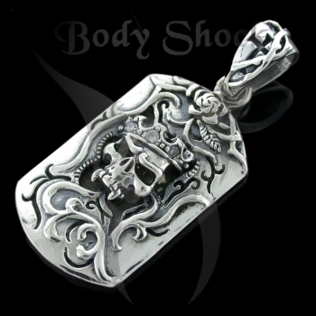 Silberanhänger - Dog Tag Totenkopf