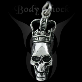 Silberanhänger - Totenkopf mit Krone