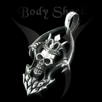 Silberanhänger - Totenkopf mit Krone