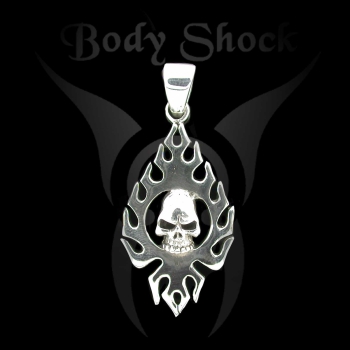 Silberanhänger - Totenkopf mit Tribal