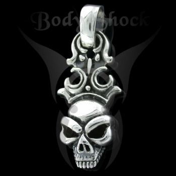 Silberanhänger - Totenkopf mit Krone