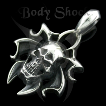 Silberanhänger - Totenkopftribal