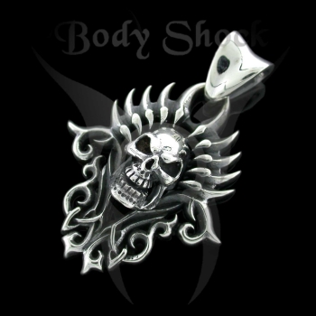 Silberanhänger - Totenkopftribal