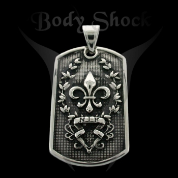 Edelstahlanhänger - Dog Tag mit Lilie