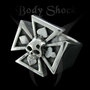 Silberring - Eisernes Kreuz Totenkopf