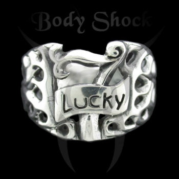 Silberring - Hufeisen mit Lucky 7