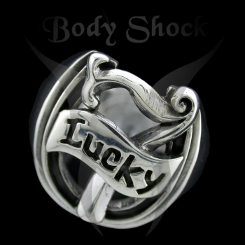 Silberring - Hufeisen mit Lucky 7