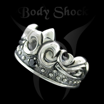Silberring - Kronenring mit Stein