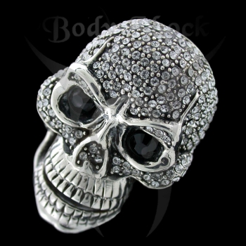 Silberring - Totenkopf verziert mit Kristallen von Swarovski®