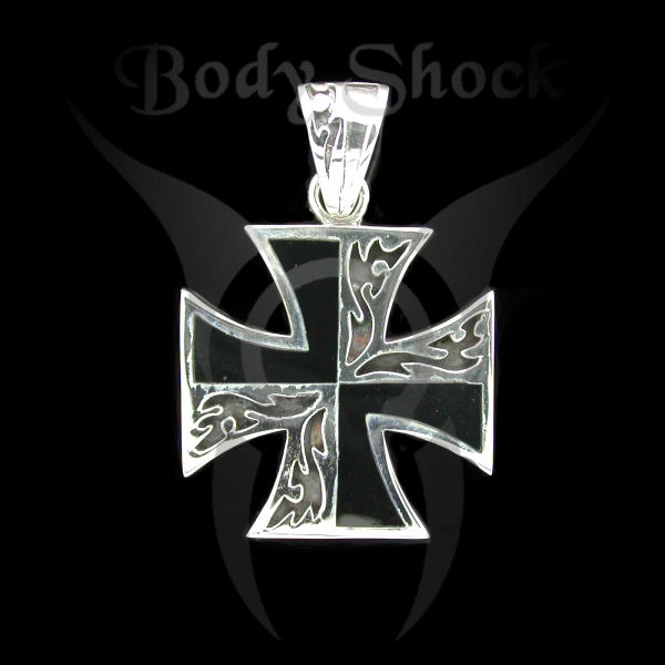 Silberanhänger - Eisernes Kreuz mit Kaltemaille