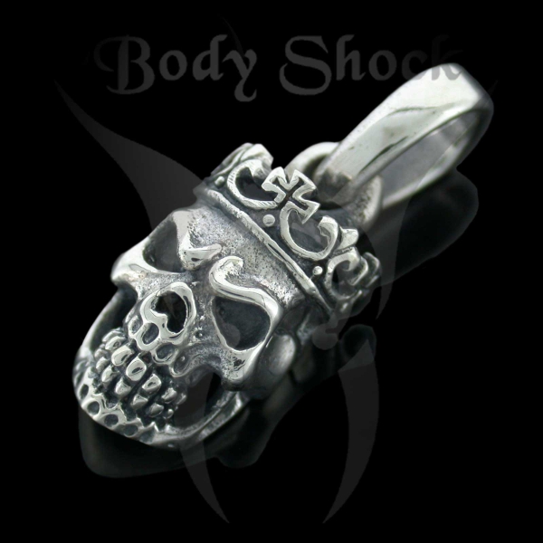 Silberanhänger - Totenkopf mit Krone