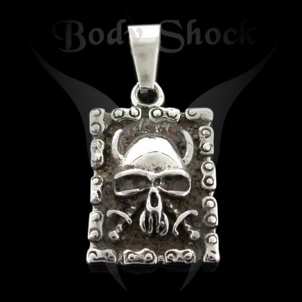 Edelstahlanhänger - Medallion mit Totenkopf
