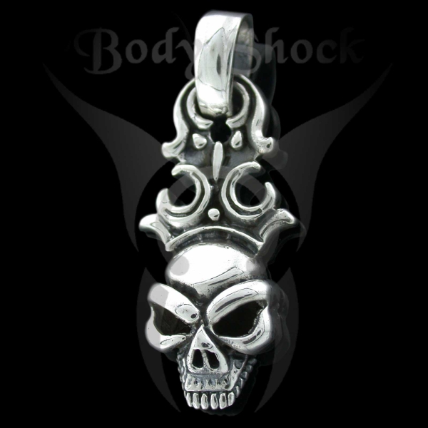 Silberanhänger - Totenkopf mit Krone