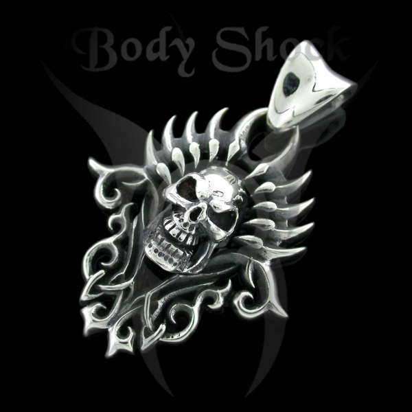 Silberanhänger - Totenkopftribal