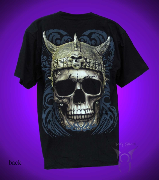 Black Glow T-Shirt - Totenkopf mit Wikigerhelm T-Shirt