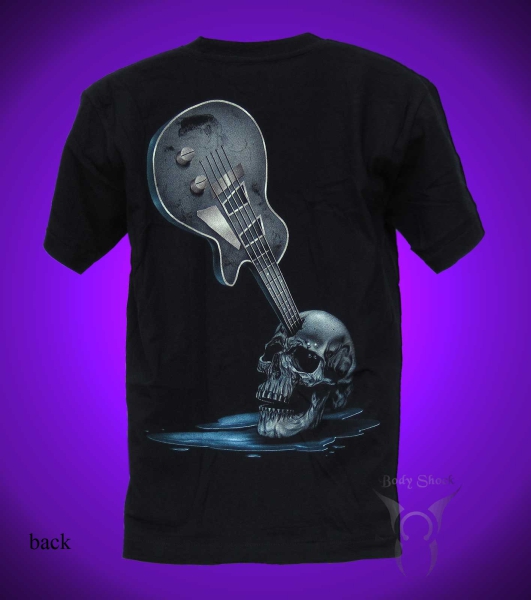 Black Glow T-Shirt - Skelett mit Gitarre T-Shirt