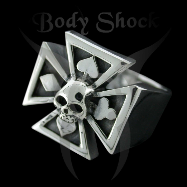 Silberring - Eisernes Kreuz Totenkopf