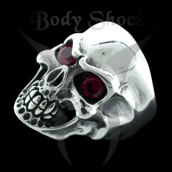 Silberring - Totenkopf mit Steinaugen